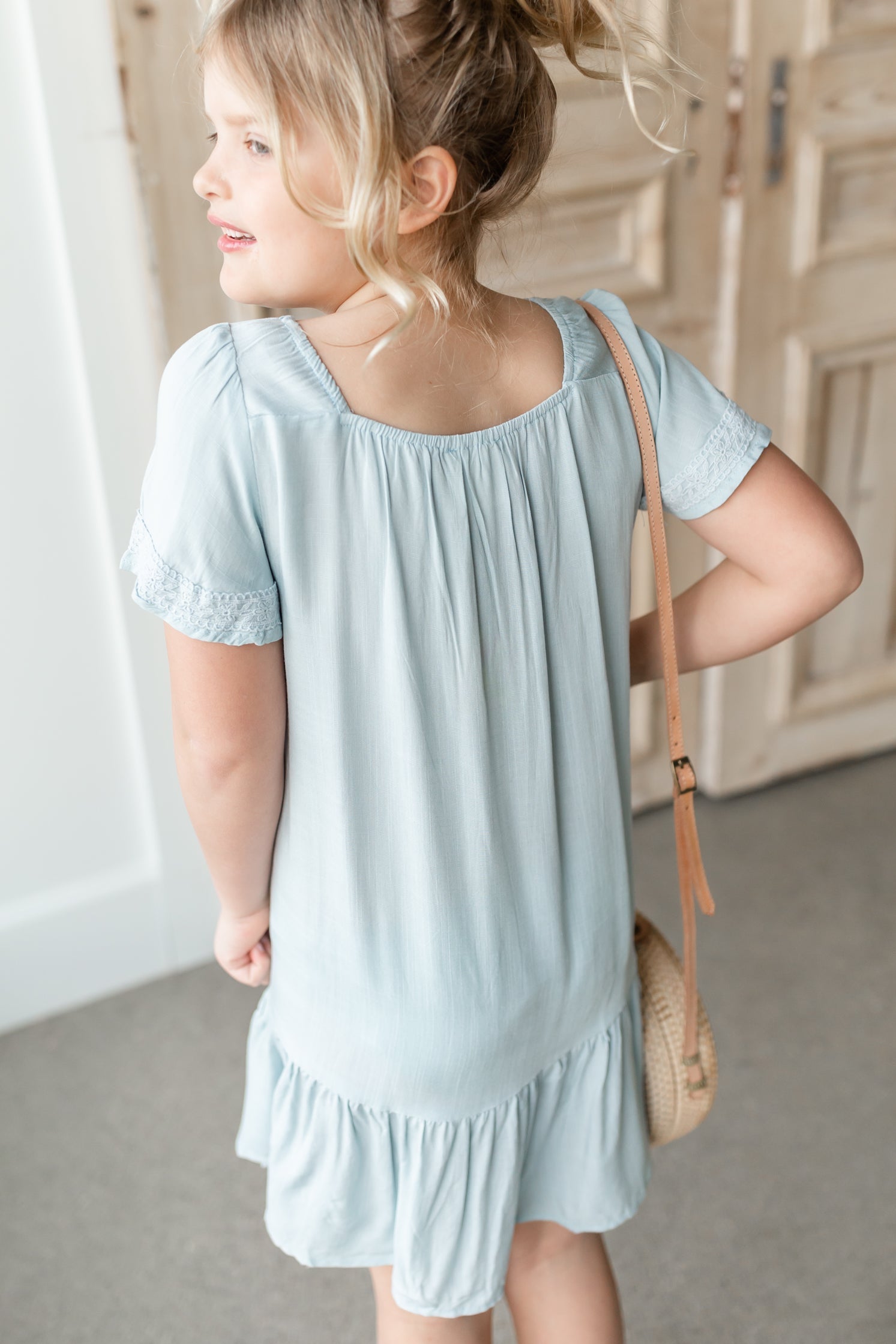 Girls Lace Trim Button Up Dress Girls Hayden Los Angeles