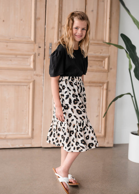 Girls Leopard Print Midi Skirt Girls Hayden