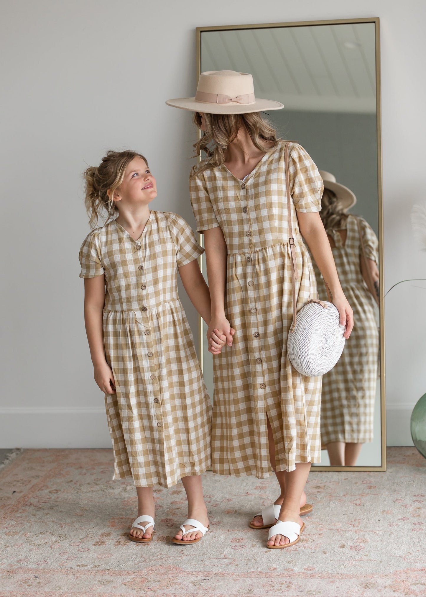 Girls Mustard Gingham Midi Dress Girls Hayden