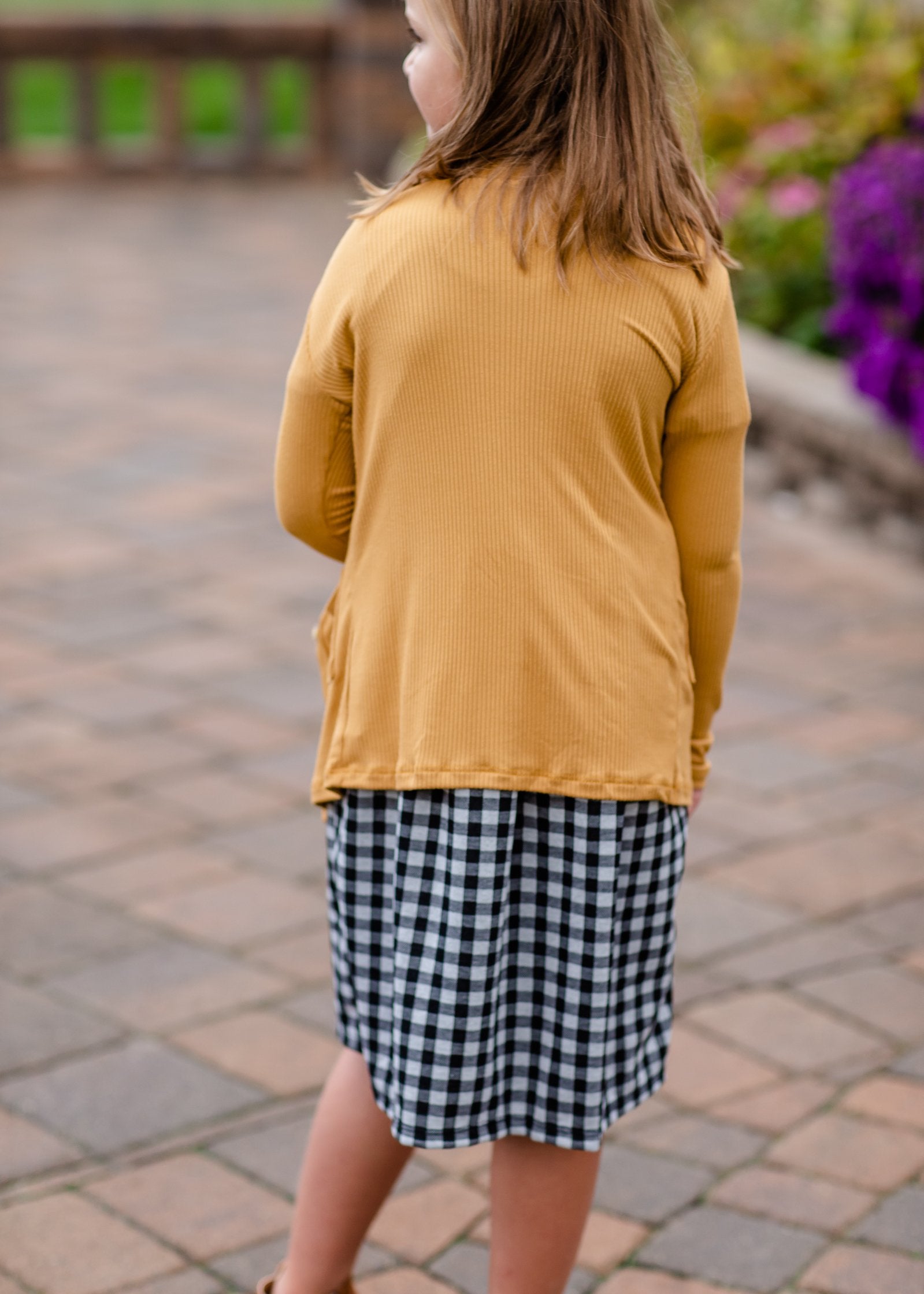 Girls Mustard Ribbed V-Neck Button Front Pocket Long Cardigan Girls Woodmouse & Thistle