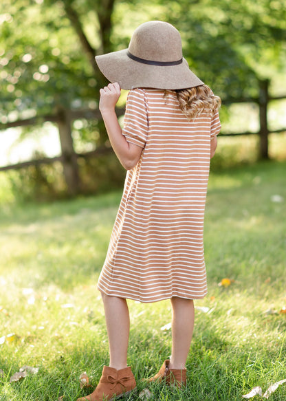 Girls Mustard Striped Midi Dress Girls Hayden Los Angeles