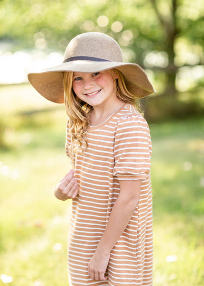 Girls Mustard Striped Midi Dress Girls Hayden Los Angeles