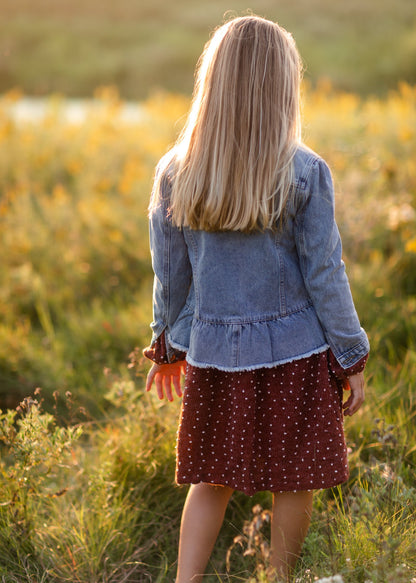 Girls Peplum Ruffle Denim Jacket Girls Hayden Los Angeles