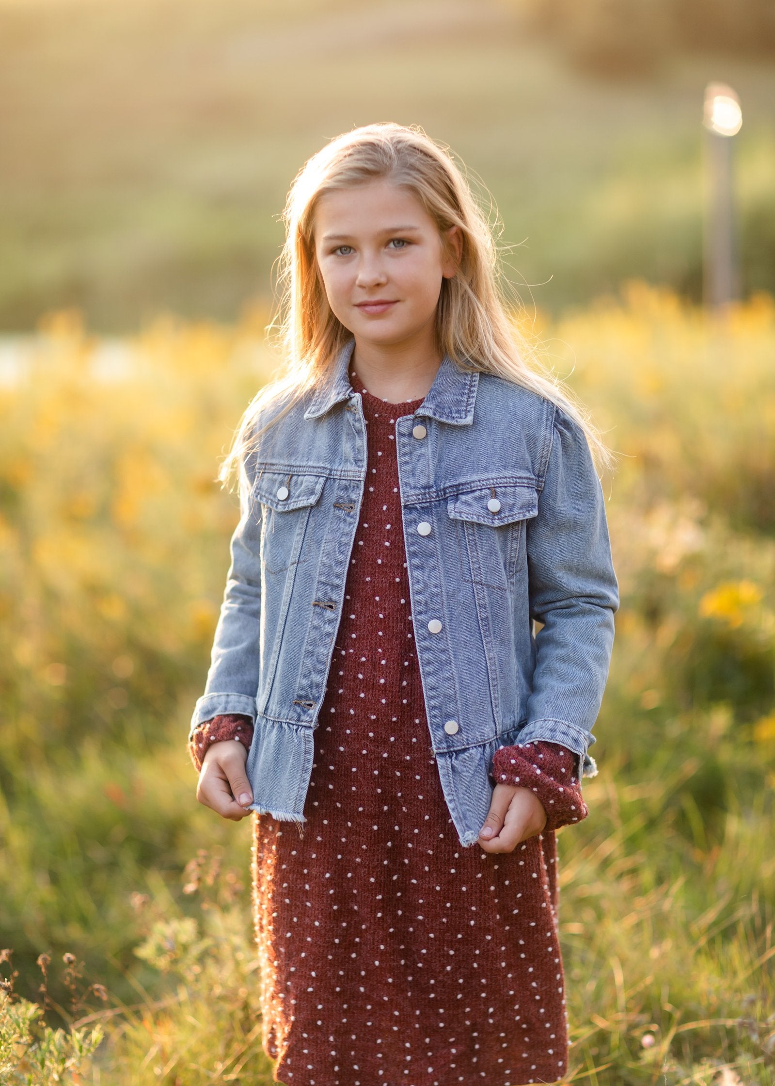 Girls Peplum Ruffle Denim Jacket Girls Hayden Los Angeles