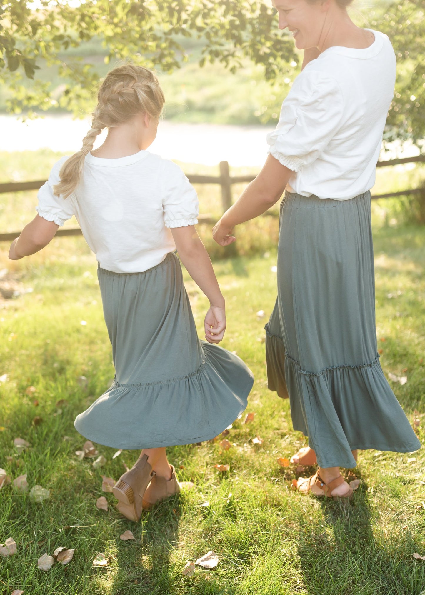 Girls Ruffled Knit Elastic Waist Midi Skirt Skirts Hayden