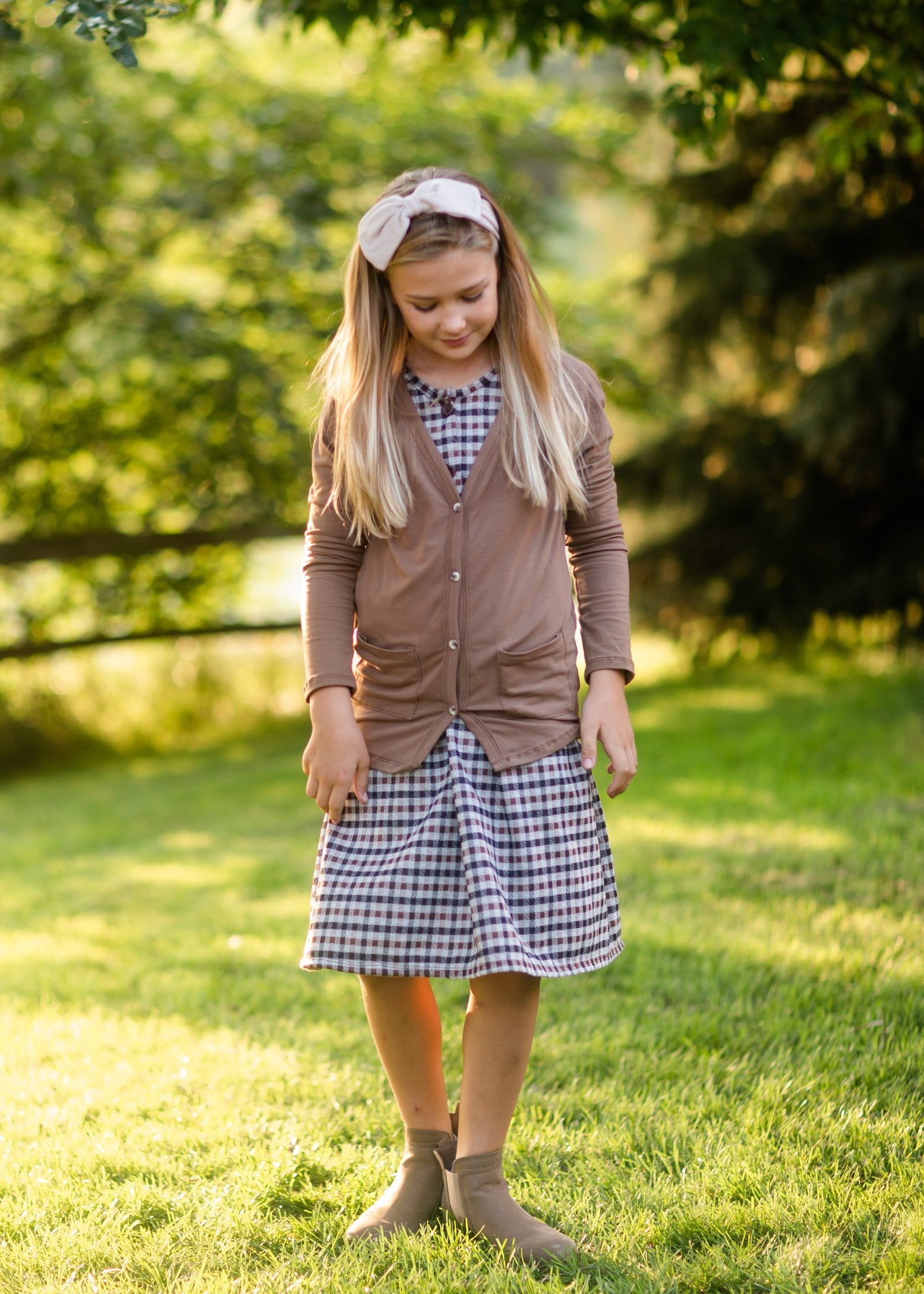 Girls Soft Cotton Dark Mocha Cardigan Girls Woodmouse & Thistle