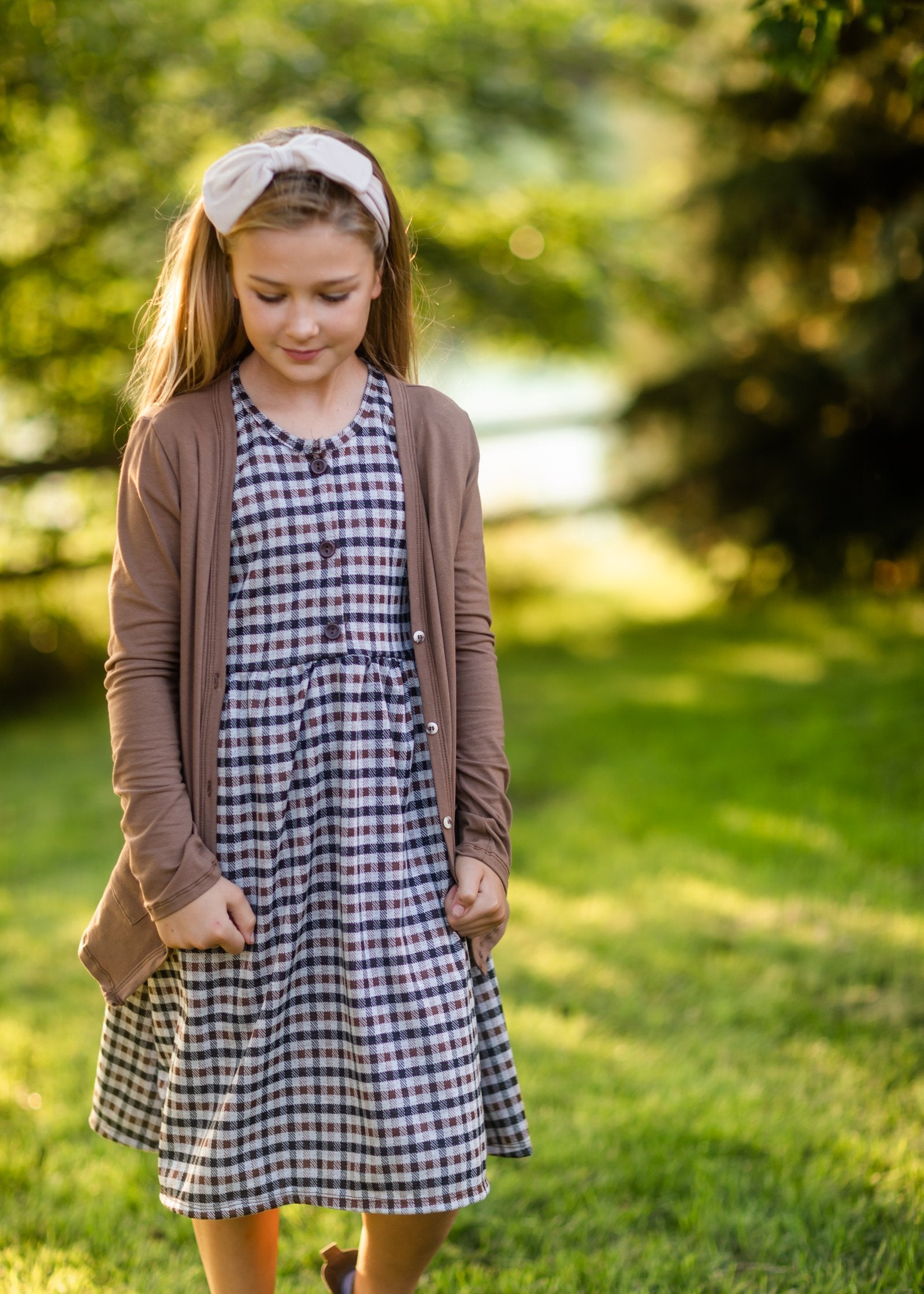 Girls Soft Cotton Dark Mocha Cardigan Girls Woodmouse & Thistle