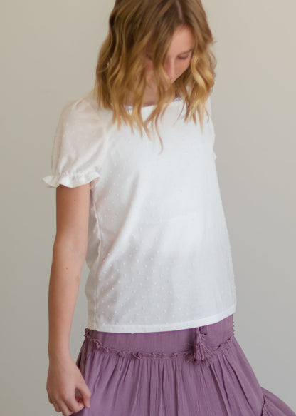 Girls Swiss Dot Square Neck Top - FINAL SALE Girls