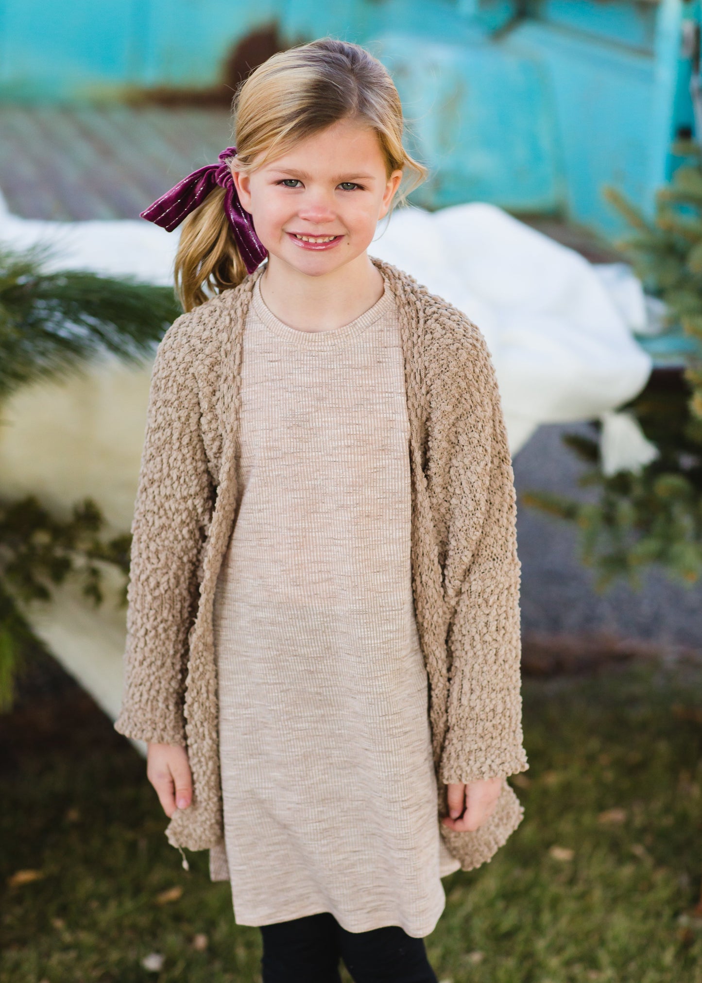 Girls Textured Dolman Sleeve Cardigan