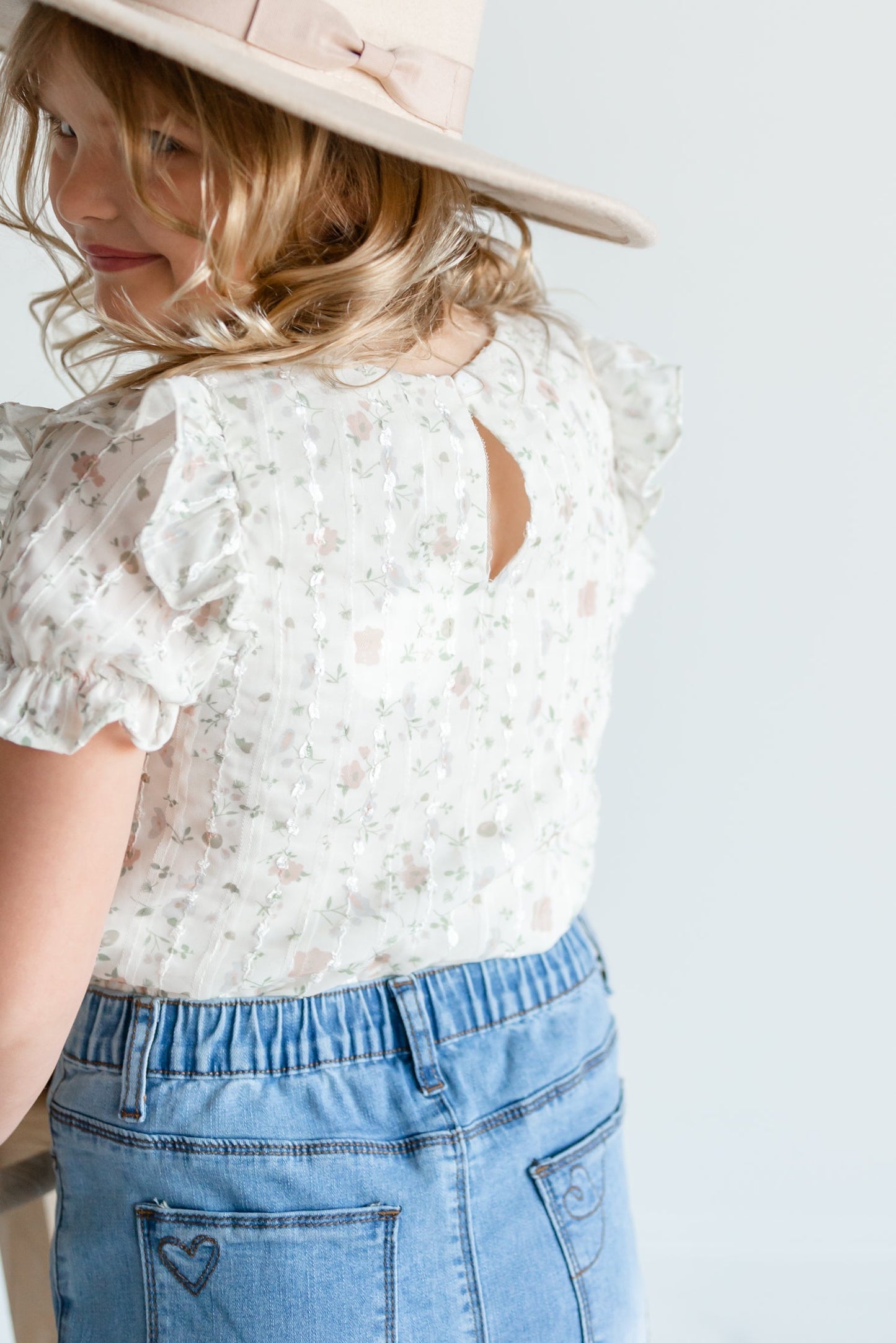 Girls Textured Printed Ruffle Top Girls Hayden Los Angeles