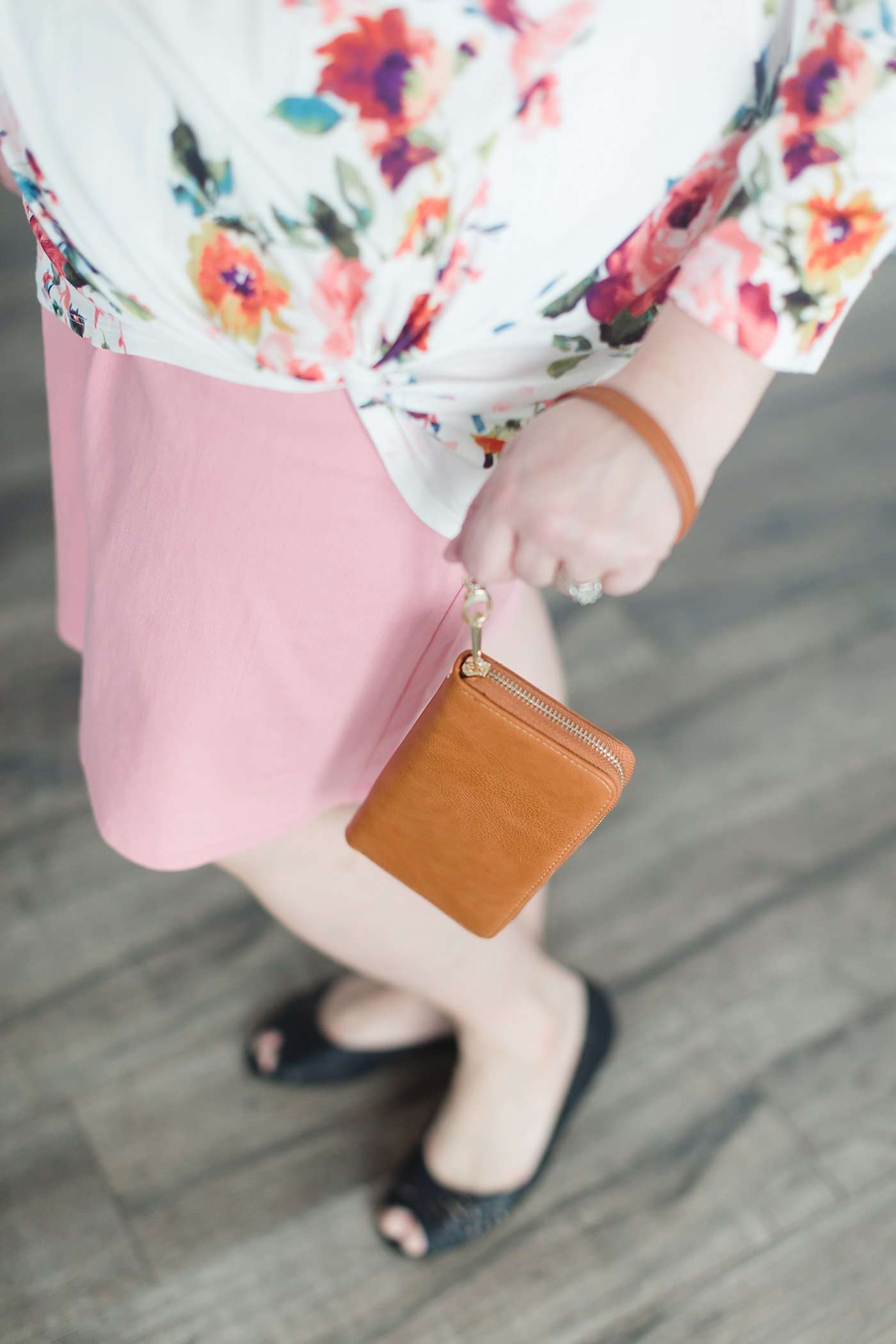 Gold Accent Faux Leather Wristlet Accessories