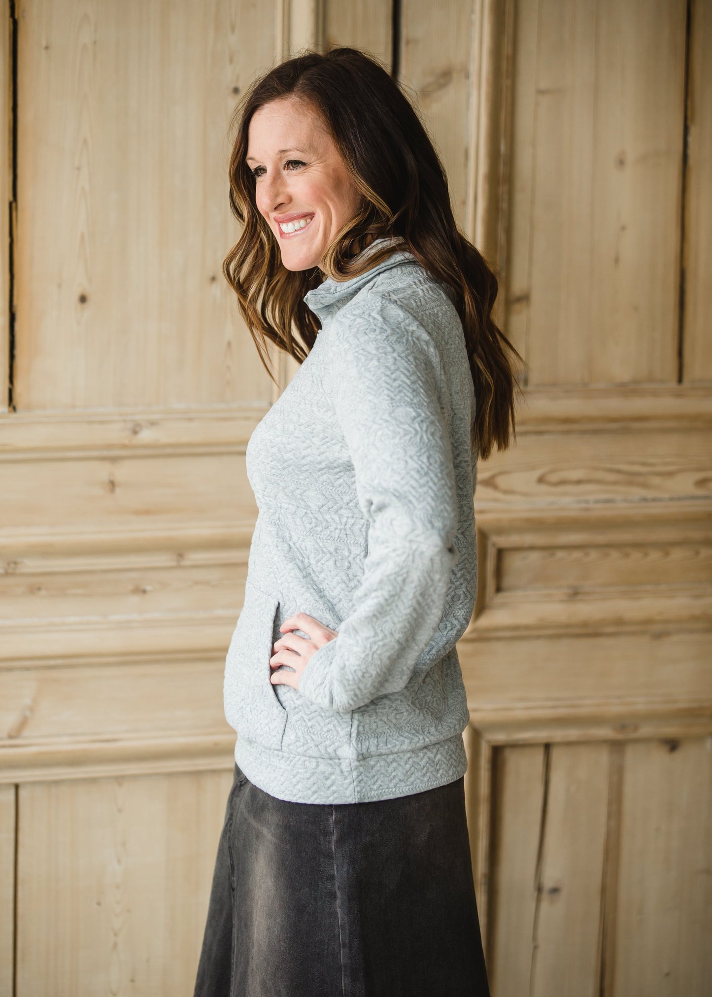 Gray 1/4 Zip Textured Sweater - FINAL SALE Top