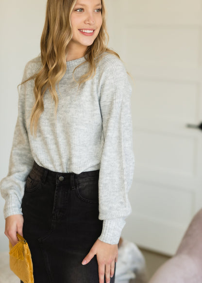 Gray Balloon Sleeve Sweater - FINAL SALE Shirt