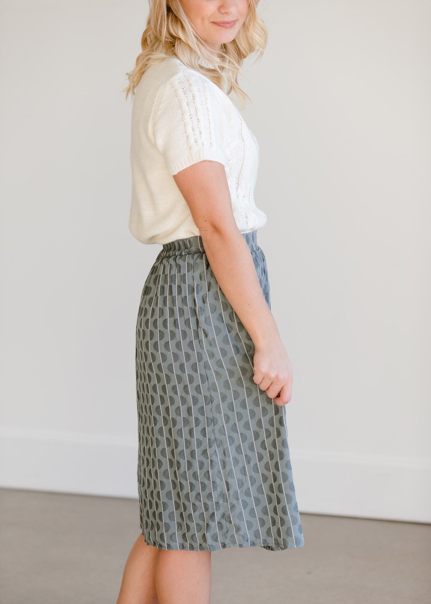 Gray Print Below the Knee Skirt - FINAL SALE Skirts