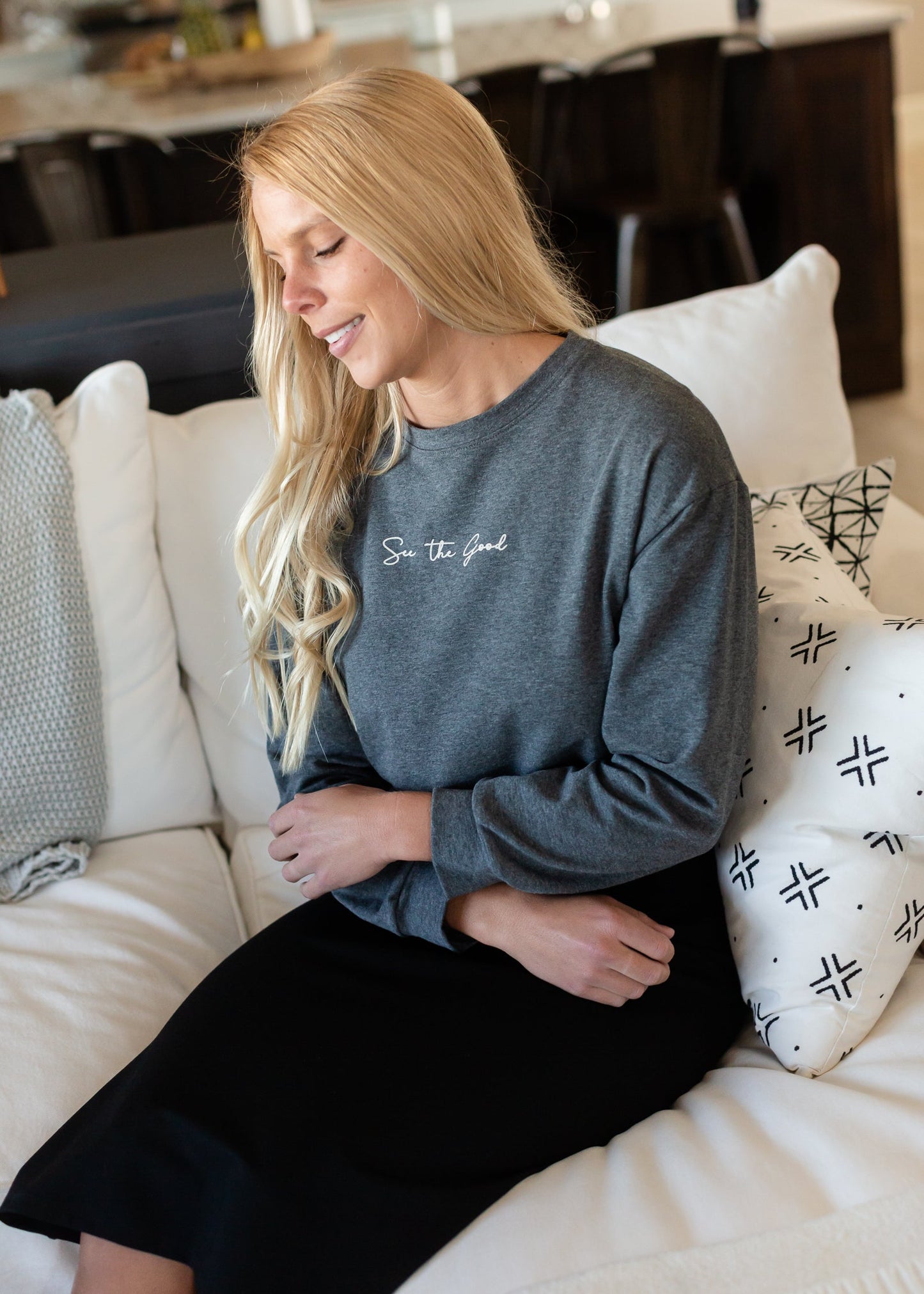 Gray See The Good Sweatshirt - FINAL SALE Tops