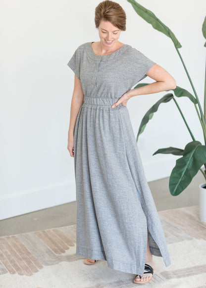 Gray Side Slit Maxi Skirt Skirts By Together