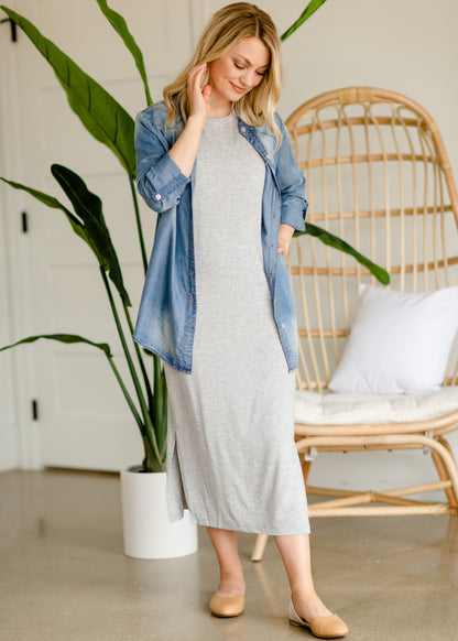 Gray Simple Midi Dress - FINAL SALE Dresses