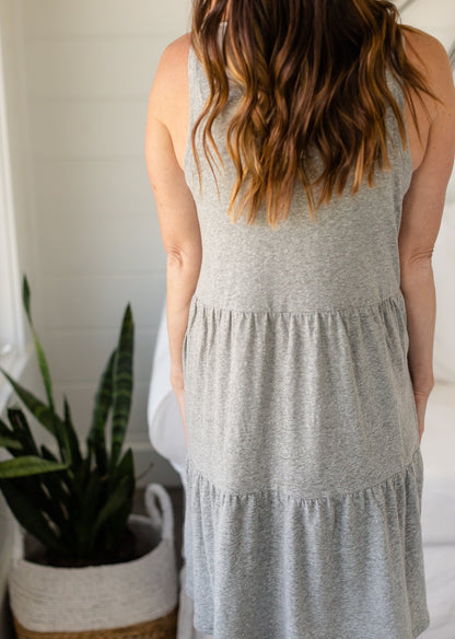 Gray Tiered Midi Dress - FINAL SALE Dresses