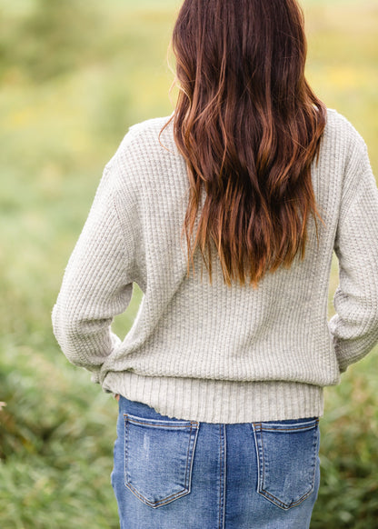 Gray Turtleneck Ribbed Cuff Sweater - FINAL SALE Tops