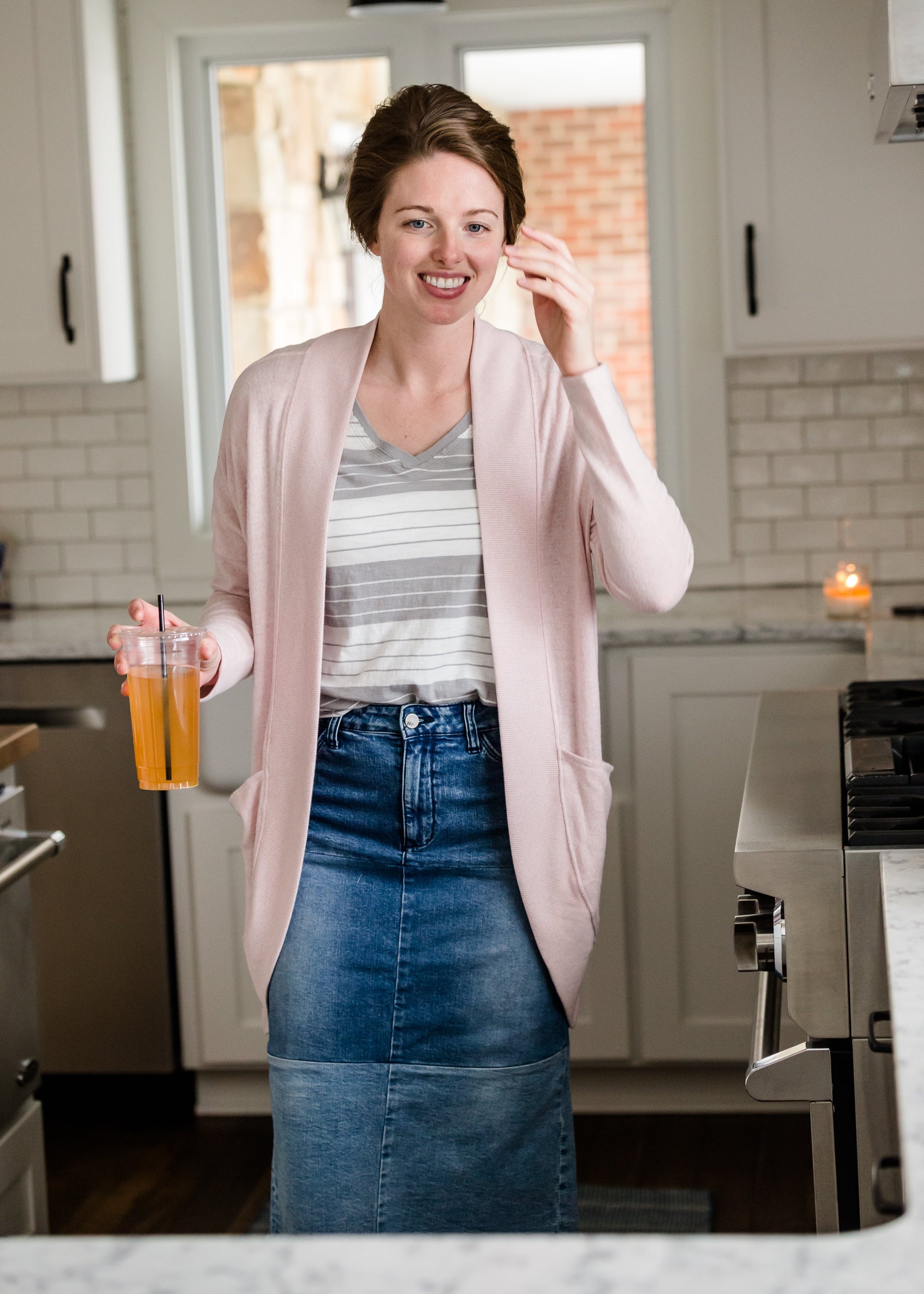 Gray + White Slouchy V-Neck Tee - FINAL SALE Tops