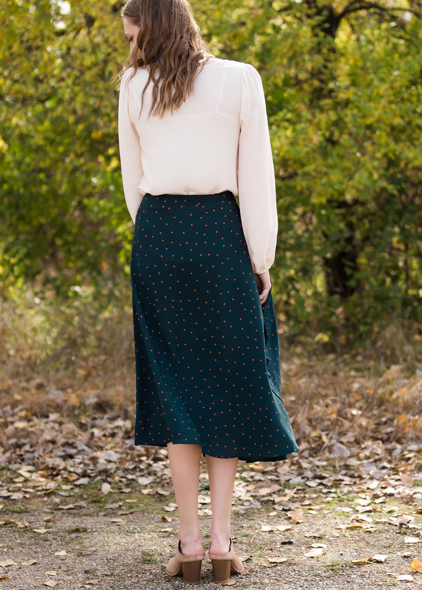 Green Polka Dot Wrap Midi Skirt - FINAL SALE Skirts