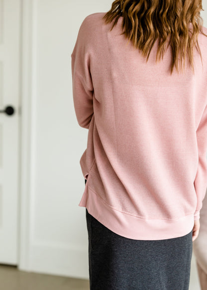 Hacci Brushed Blush Pullover Sweater - FINAL SALE Tops