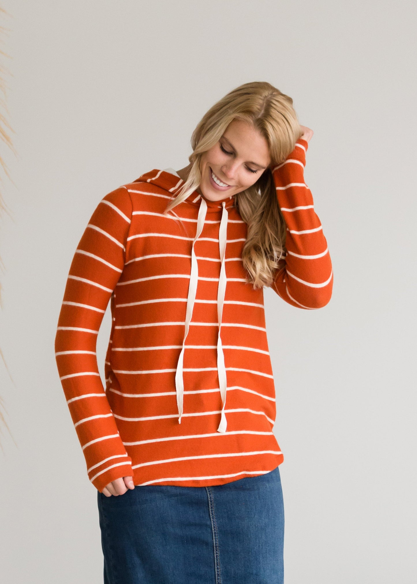 Hacci Knit Striped Hooded Sweatshirt - FINAL SALE Tops