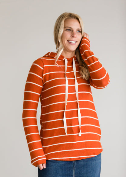 Hacci Knit Striped Hooded Sweatshirt - FINAL SALE Tops