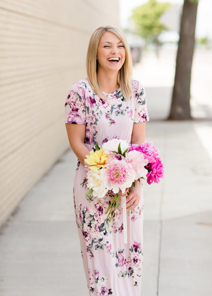 Pink Floral Maxi Dress