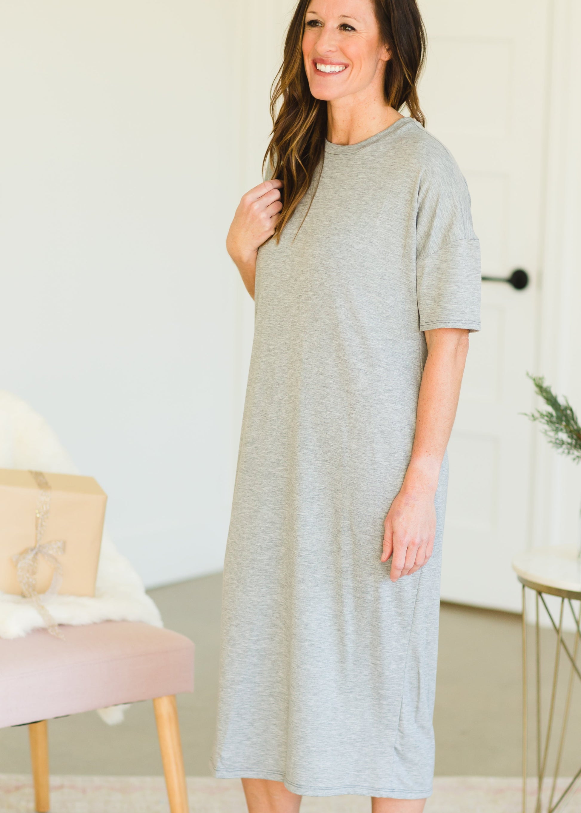 Heather Gray French Terry Midi Dress - FINAL SALE Dresses