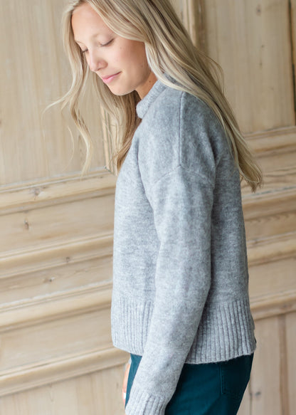 Heather Gray Roll Neck Sweater - FINAL SALE Tops