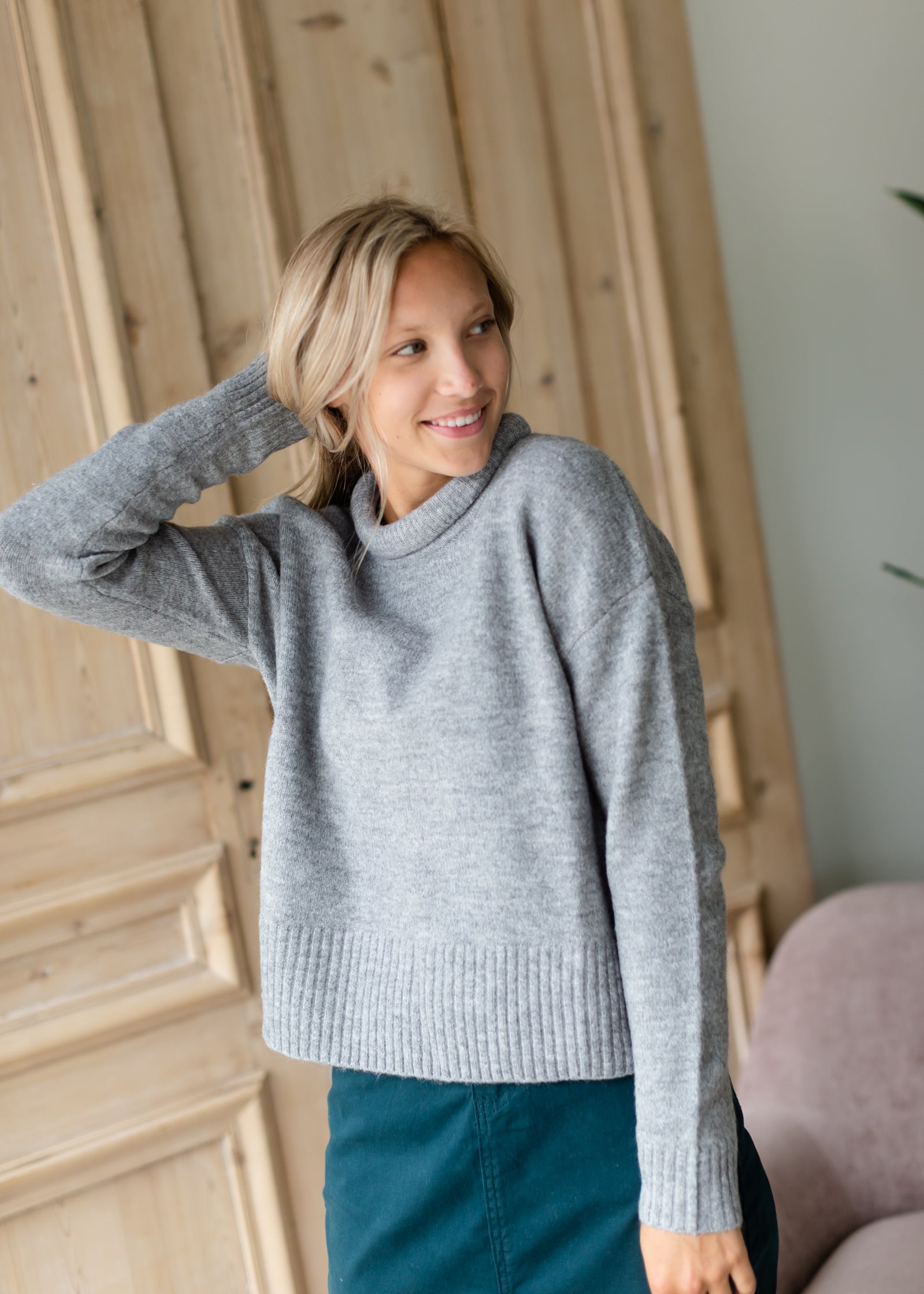 Heather Gray Roll Neck Sweater - FINAL SALE Tops