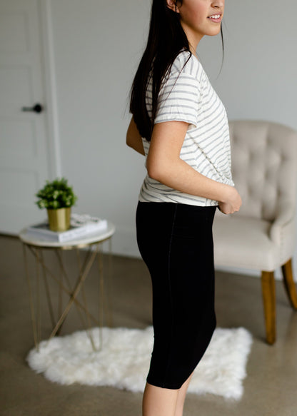 Heather Gray Striped Knot Top - FINAL SALE Tops