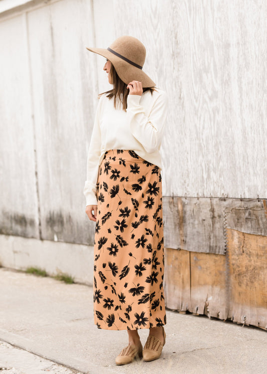 High Waist Floral A-Line Midi Skirt - FINAL SALE Skirts