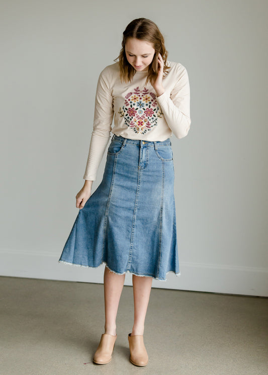 High Waist Raw Hem A-Line Skirt - FINAL SALE Skirts