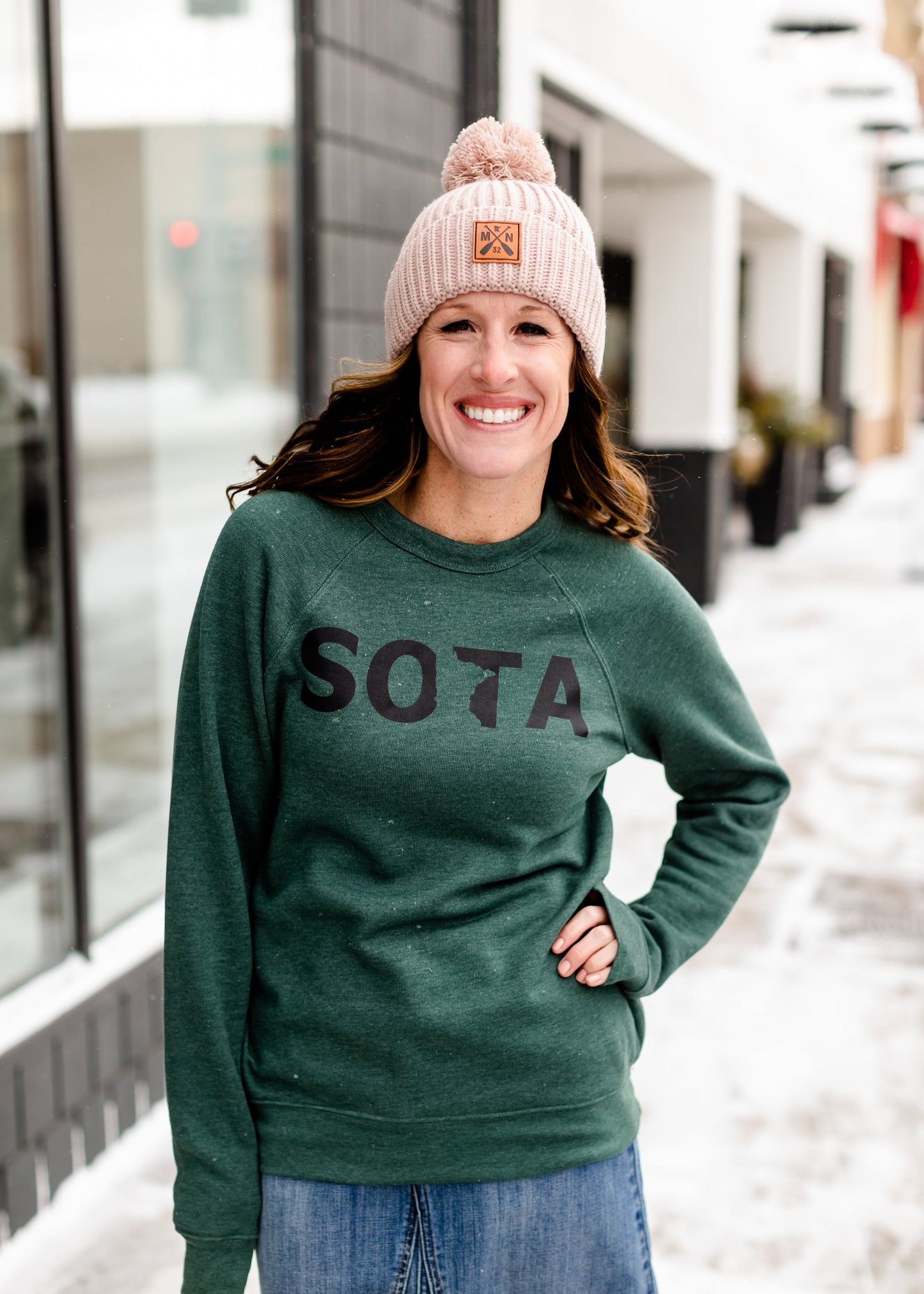 Hunter Green Sota Crew Sweatshirt Tops