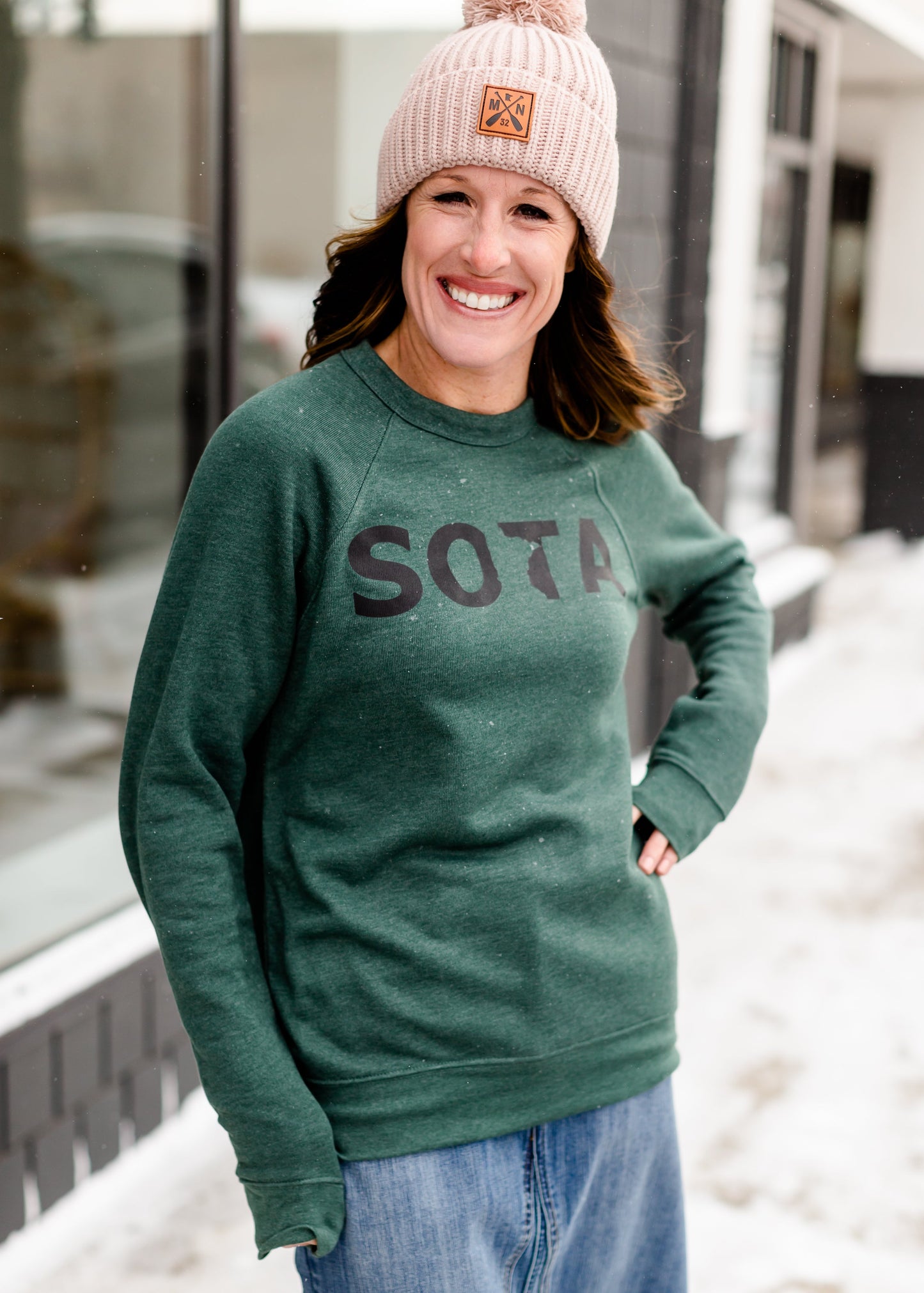 Hunter Green Sota Crew Sweatshirt Tops