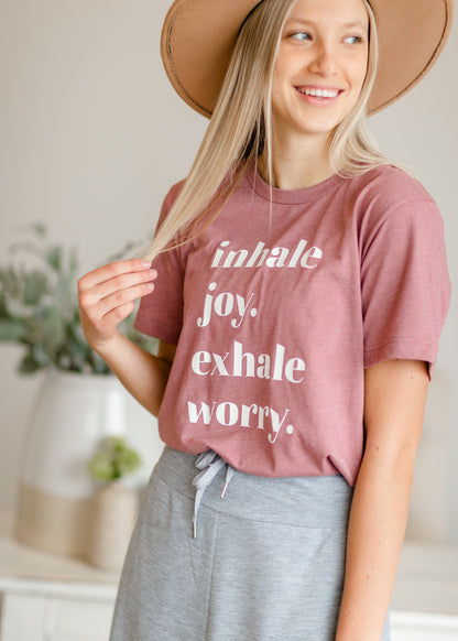 Inhale Joy Mauve Graphic Tee - FINAL SALE Tops