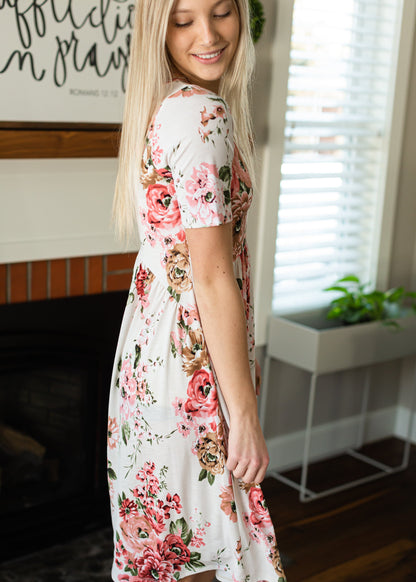 Ivory Empire Waist Floral Midi Dress - FINAL SALE Dresses