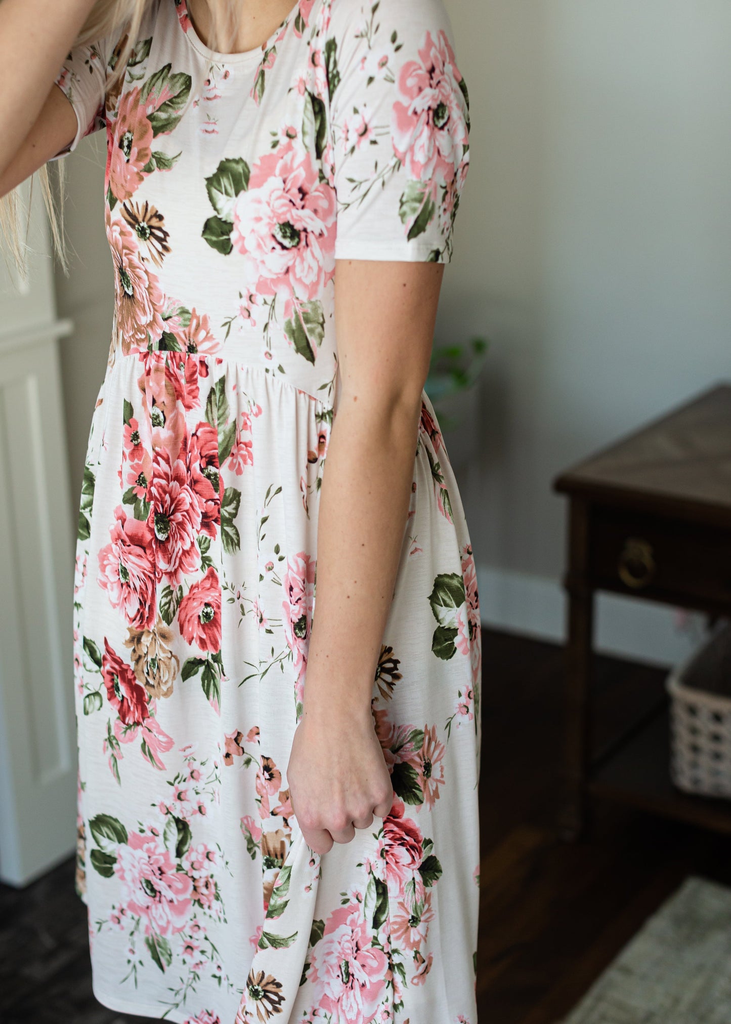 Ivory Empire Waist Floral Midi Dress - FINAL SALE Dresses