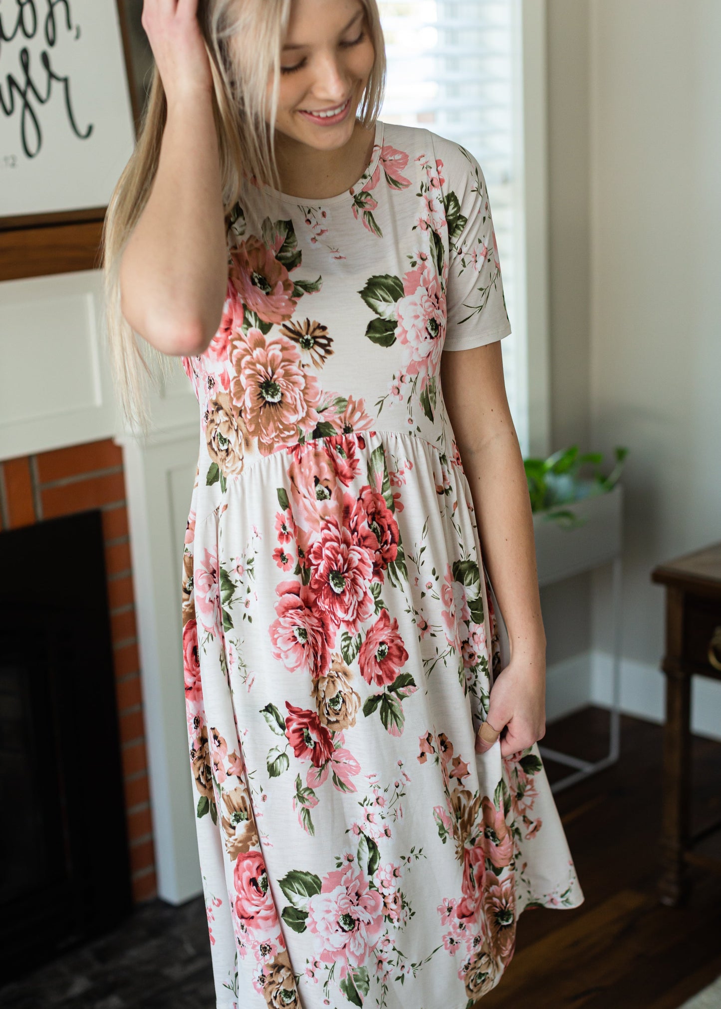 Ivory Empire Waist Floral Midi Dress - FINAL SALE Dresses