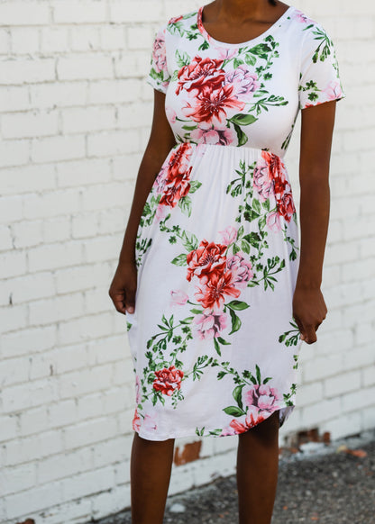 Ivory Floral Pocket Midi Dress - FINAL SALE Dresses