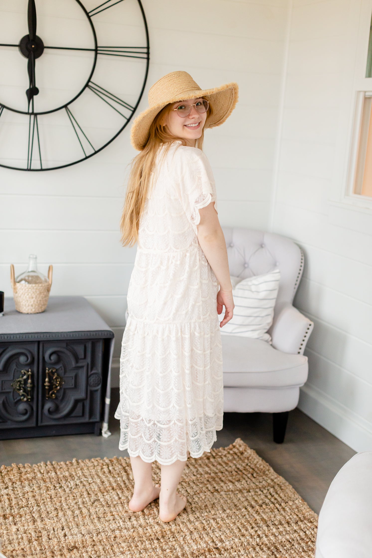 Ivory Lace Overlay Midi Dress - FINAL SALE Dresses