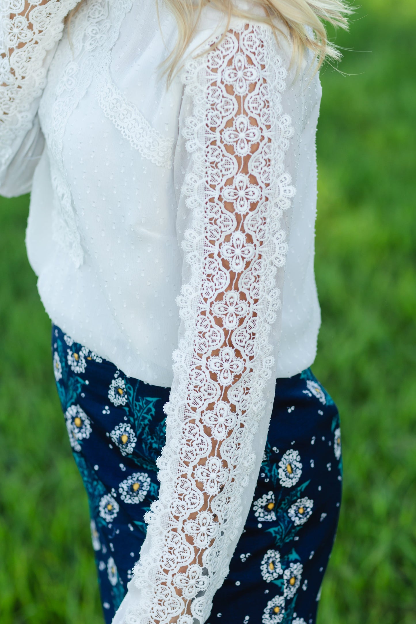 Ivory Lace Swiss Dot Blouse - FINAL SALE Tops