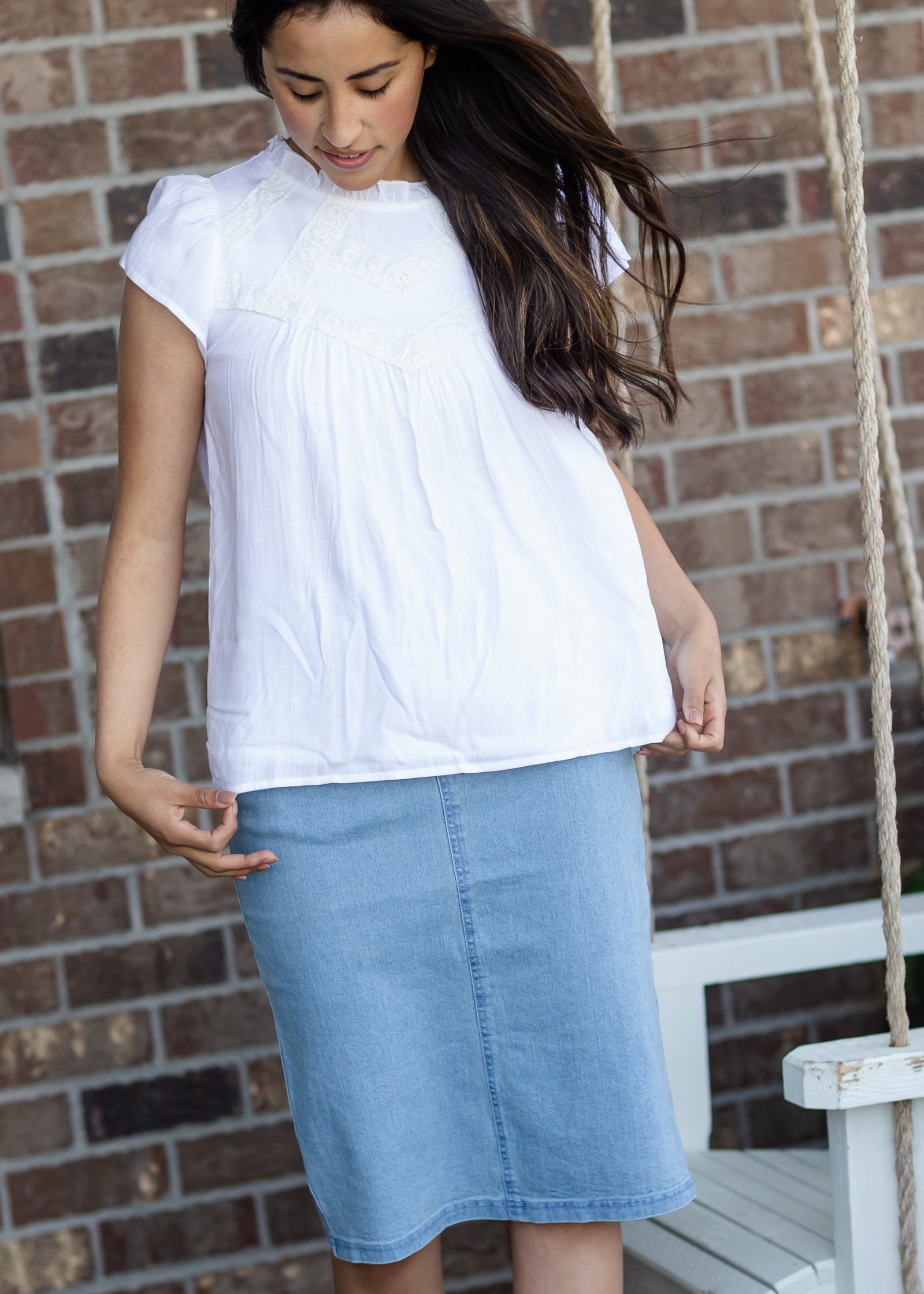 Ivory Lace Trim Detail Blouse - FINAL SALE Tops