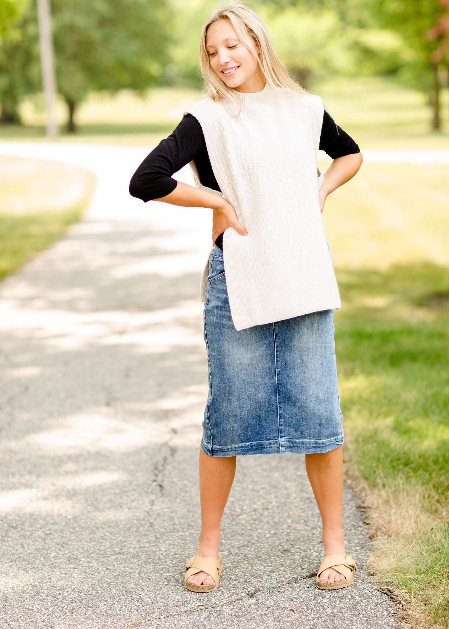 Ivory Open Side Shell Vest - FINAL SALE Tops