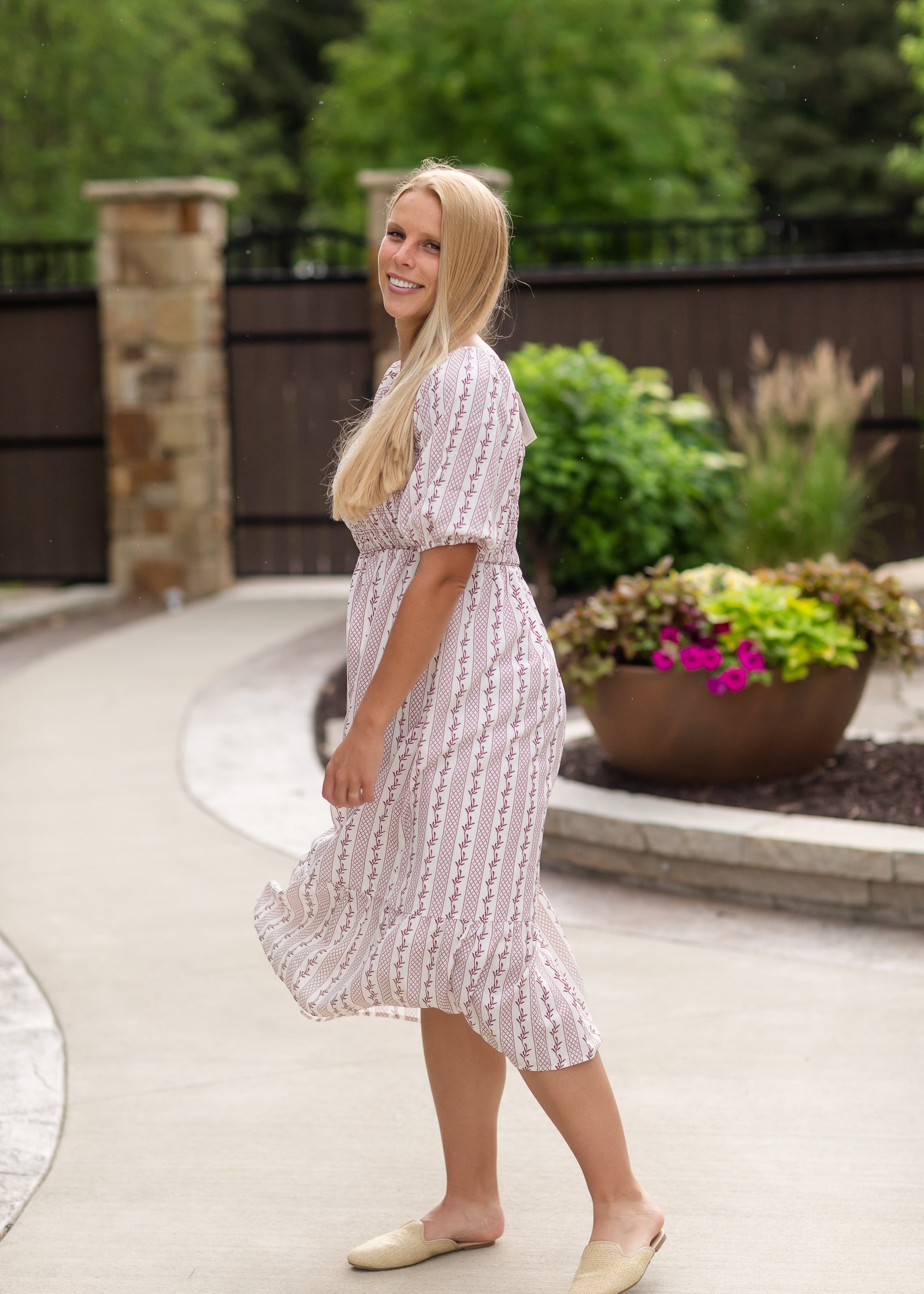 Ivory Square Neck Smocked Midi Dress - FINAL SALE Dresses