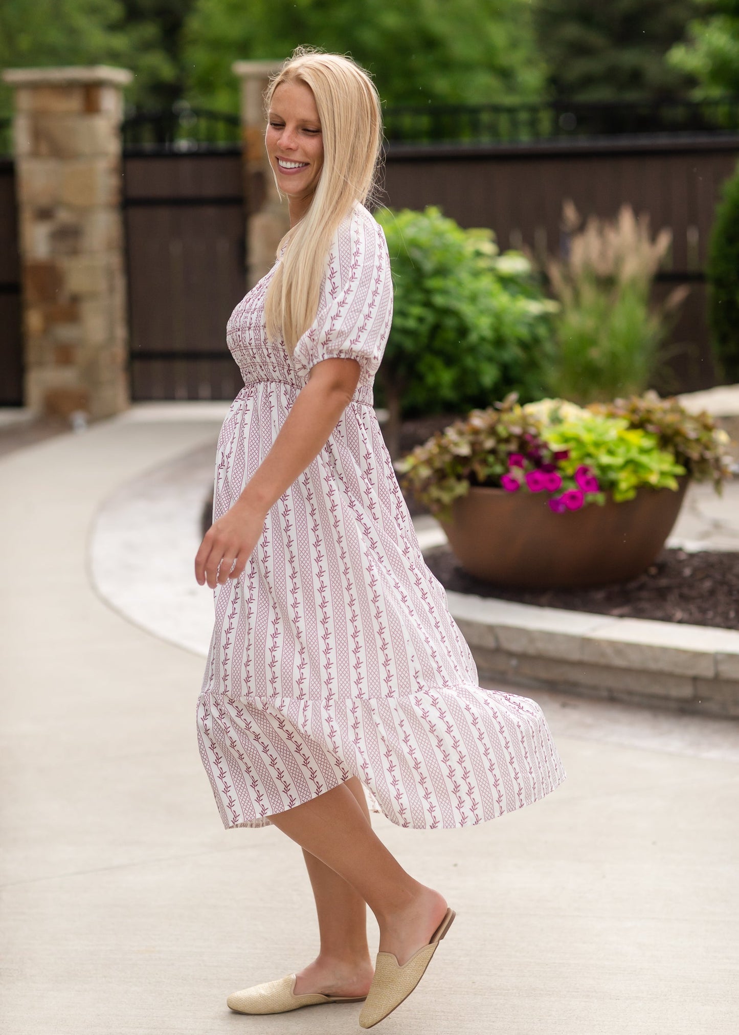 Ivory Square Neck Smocked Midi Dress - FINAL SALE Dresses