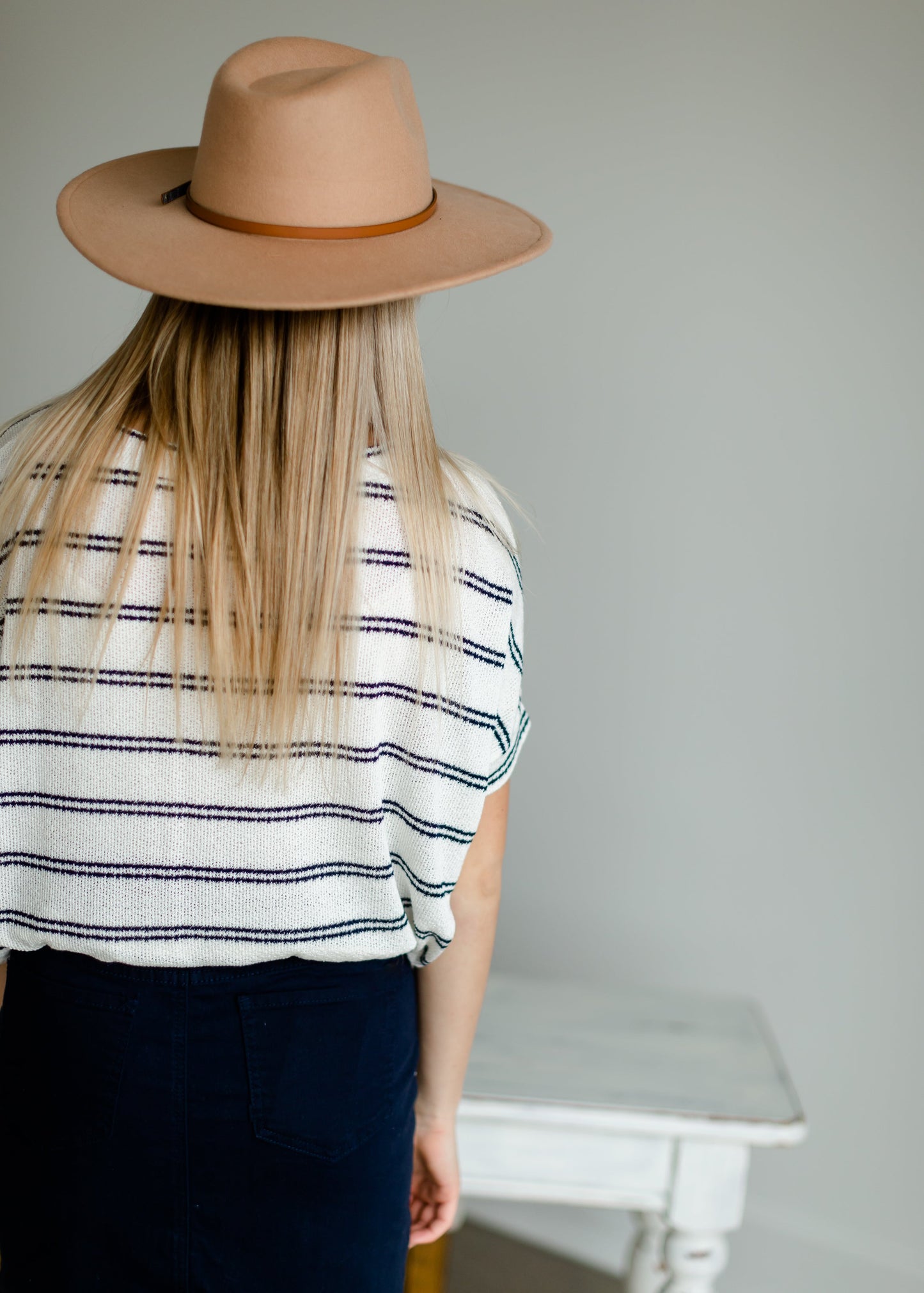 Ivory Stripe Knit Top Tops