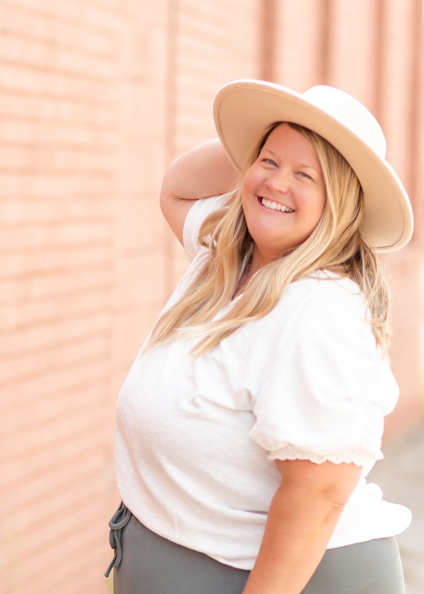 Ivory V-Neck Puff Sleeve Top Tops Hayden